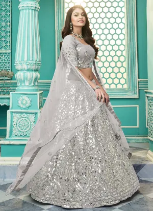 Grey Gota Patti Embroidery Festive Lehenga Choli