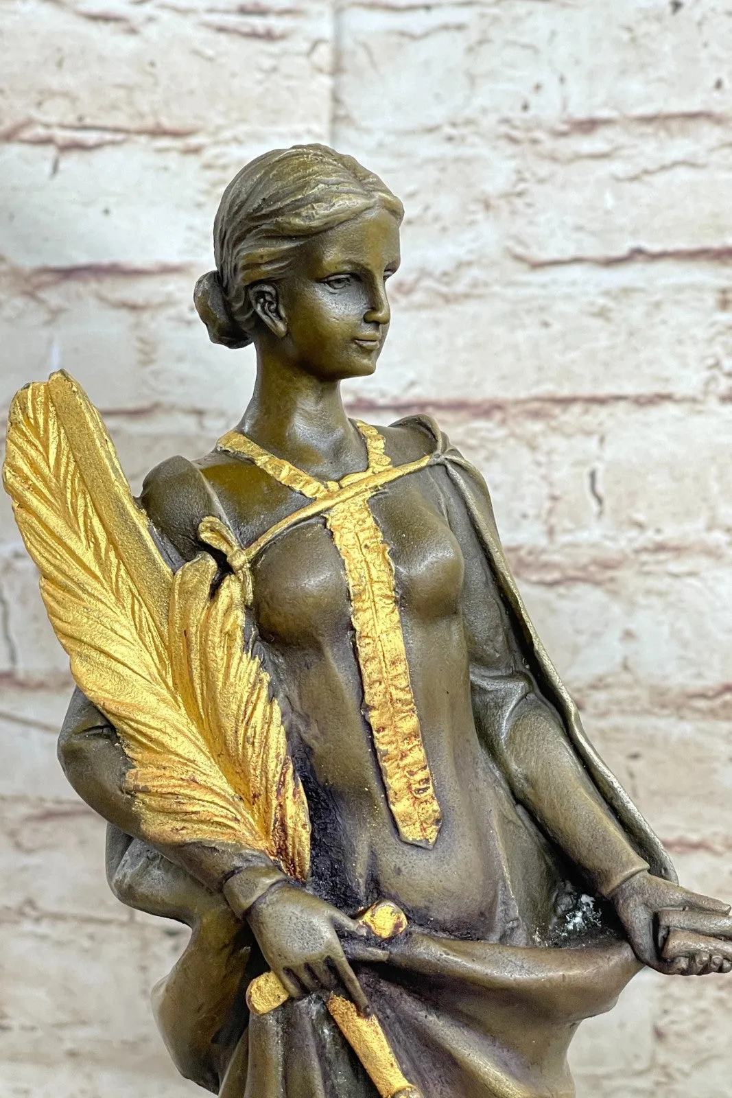 Handcrafted bronze sculpture SALE Bas Marble Goddess Greek Wisdom Lady Deco Art