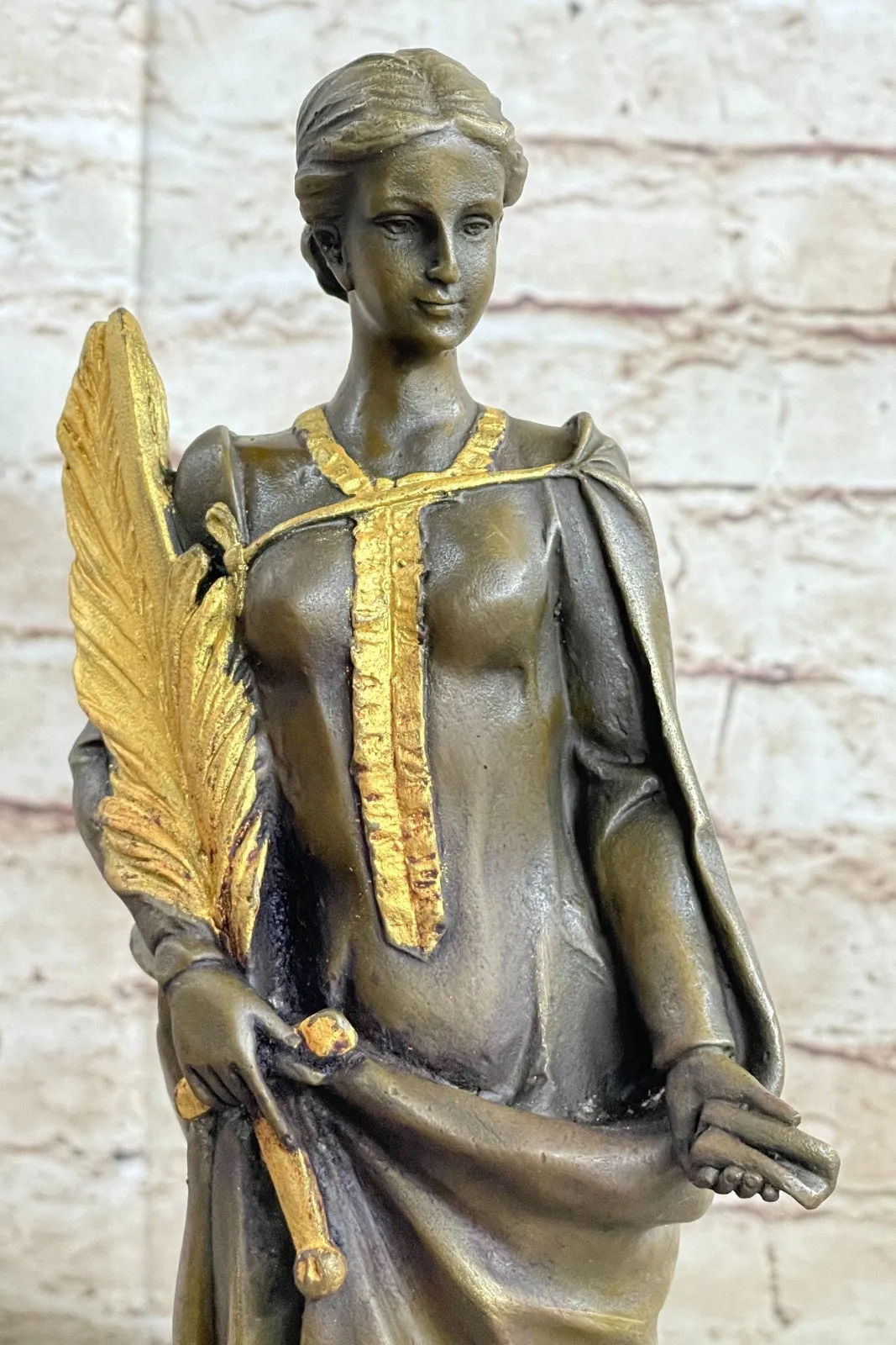 Handcrafted bronze sculpture SALE Bas Marble Goddess Greek Wisdom Lady Deco Art