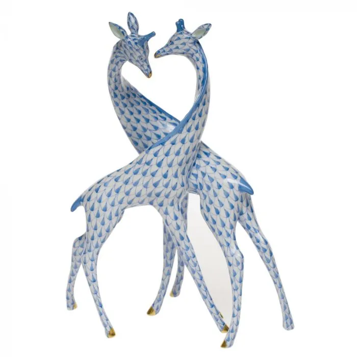 Herend Pair of Giraffes - Blue