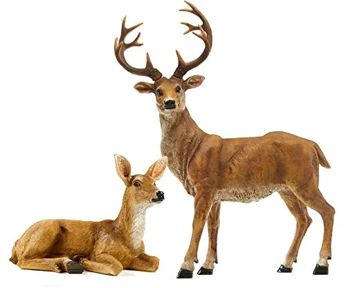 JHVYF 20.5" H Resin Deer Figurine   8.8" Doe Statue Figure Buck Garden Decor Indoor Outdoor Home Ornaments Office