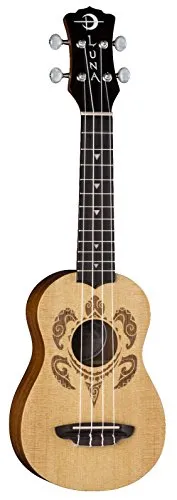 LUNA Honu Soprano Spruce Turtle Ukulele, Bag Bundle, UKE HONU SPR