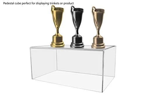 Marketing Holders Display Box Art Sculpture Pedestal Collectible Cube Cover Trophy Trinket Acrylic Showcase Stand Expo Event Wedding Reception Display 5 Sided Clear Acrylic 20"w x 12"d x 9"h, Clear