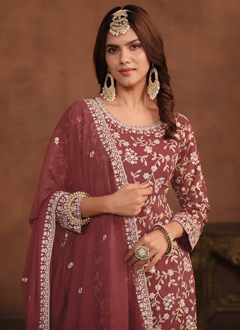 Maroon Traditional Georgette Gharara Suit