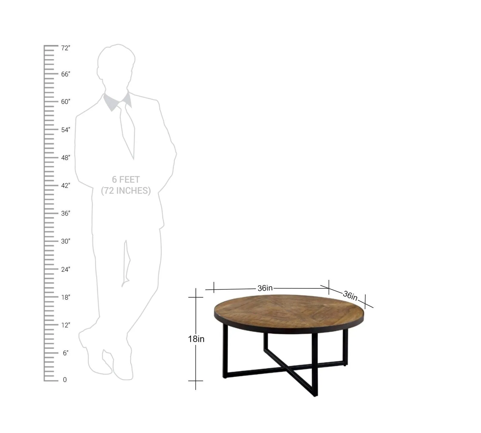 Metal Frame Base Wooden Particle Board Top Round Center Tables