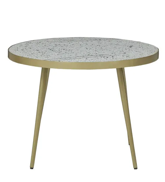 Metal Legs Base Round Top Coffee Center Table - Brass Finish