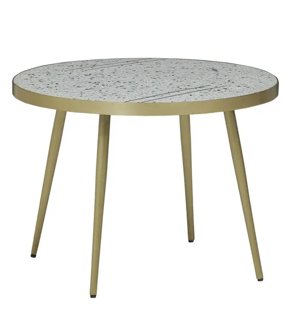 Metal Legs Base Round Top Coffee Center Table - Brass Finish