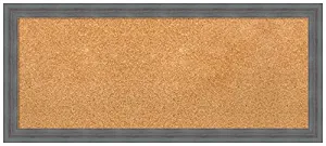 Natural Cork Board (32.25 x 14.25 in.), Dixie Blue Grey Rustic Wood Frame - Bulletin Board, Organization Board, Pin Board - Medium