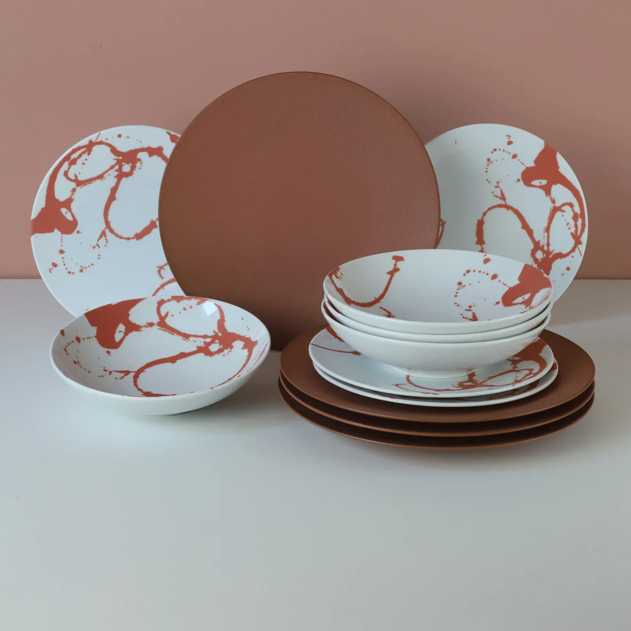 Nile 12 Piece Dinnerware Set in Rosetta Red