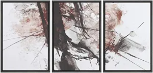 NWT Framed Wall Art Print Set Rusted Watercolor Explosion Abstract Shapes Illustrations Modern Art Bohemian Colorful Pastel for Living Room, Bedroom, Office - 24"x36"x3 Black