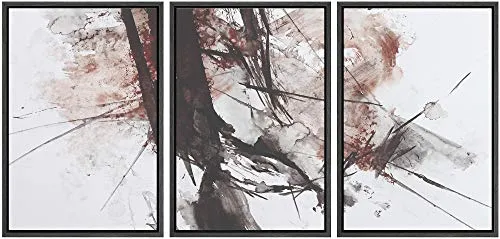 NWT Framed Wall Art Print Set Rusted Watercolor Explosion Abstract Shapes Illustrations Modern Art Bohemian Colorful Pastel for Living Room, Bedroom, Office - 24"x36"x3 Black