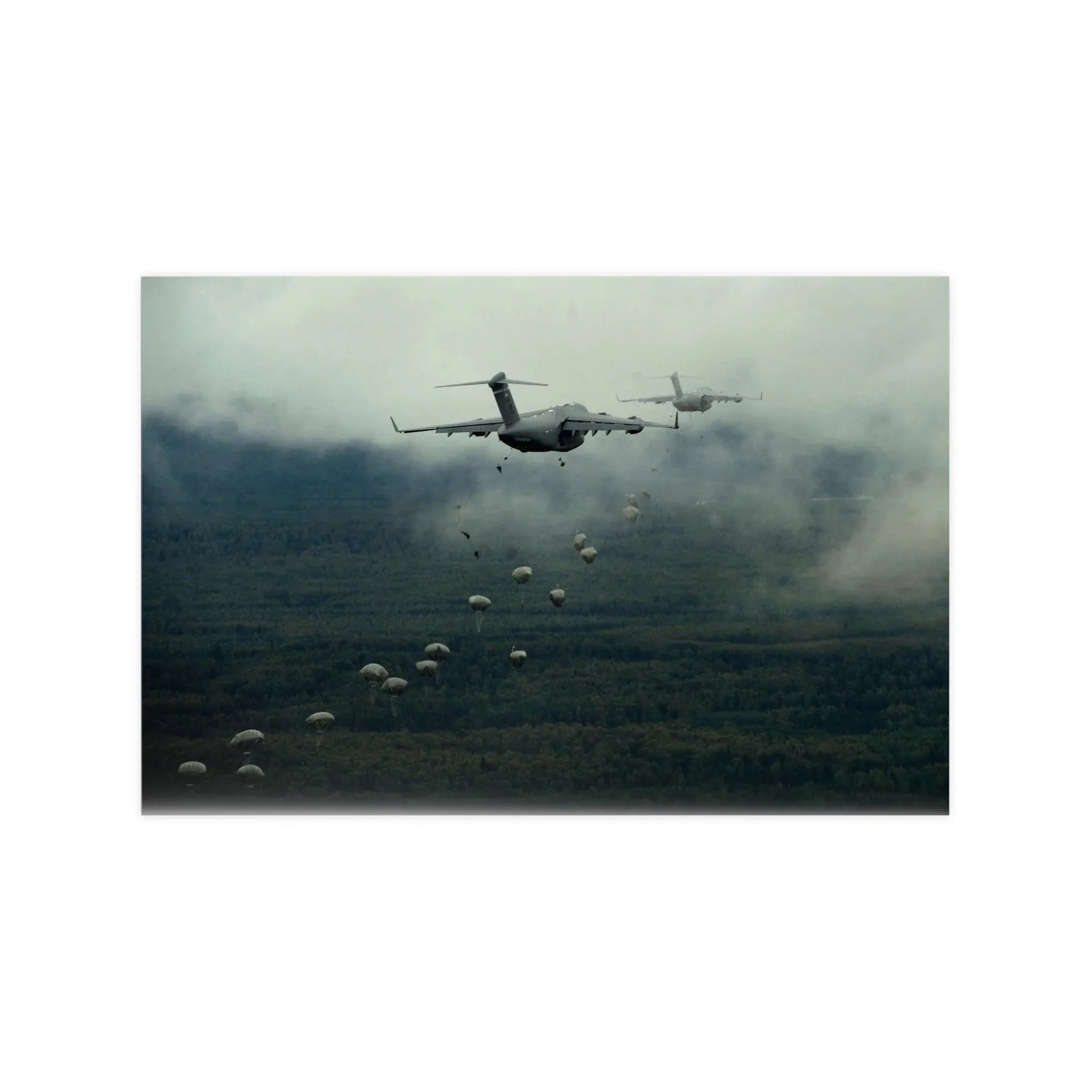 Poster For Man Cave Gift For him Modern Poster USA Military Wall Art For Dad - C17 Dropping Paratroopers