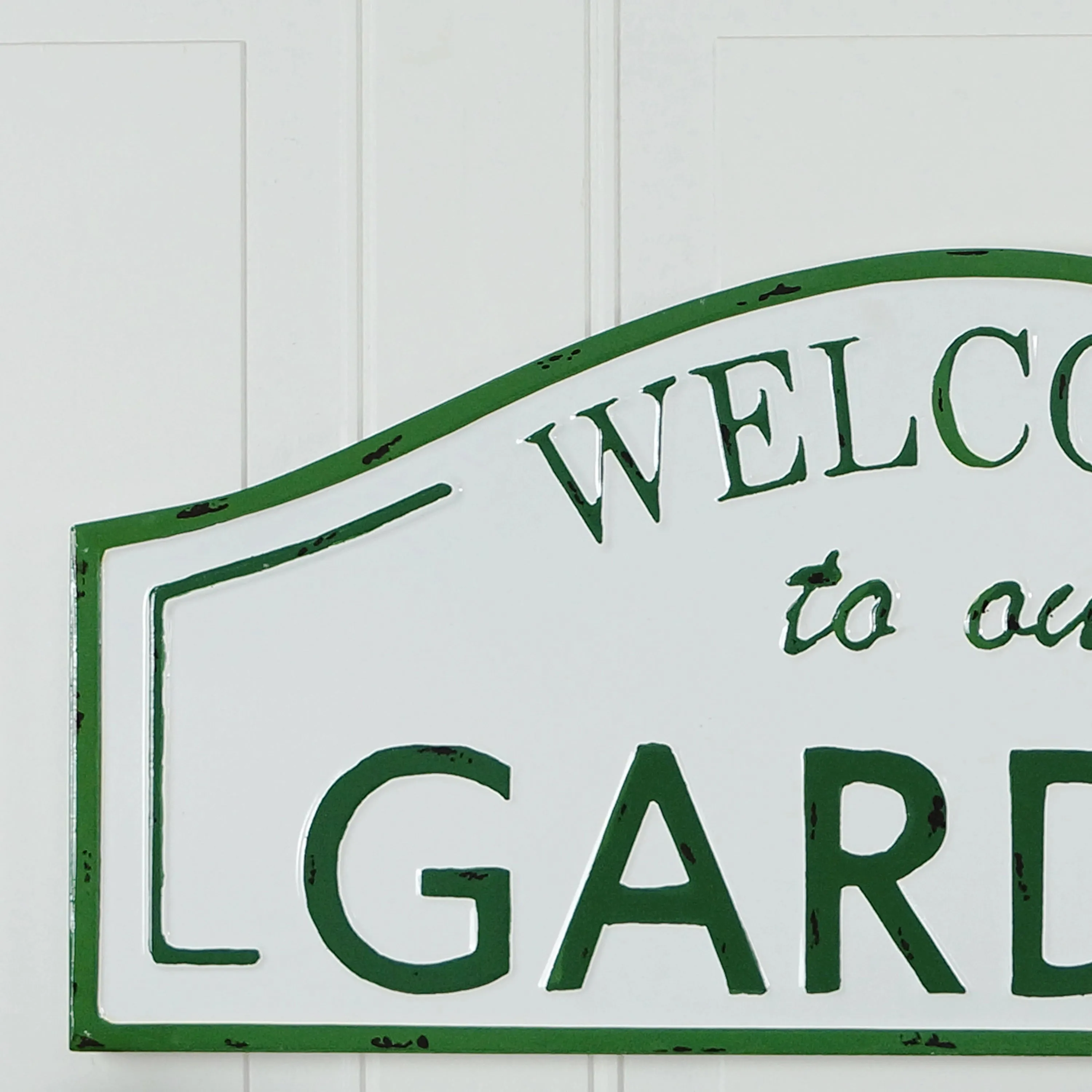 "Welcome To Our Garden" Metal Sign with Gloss Finish