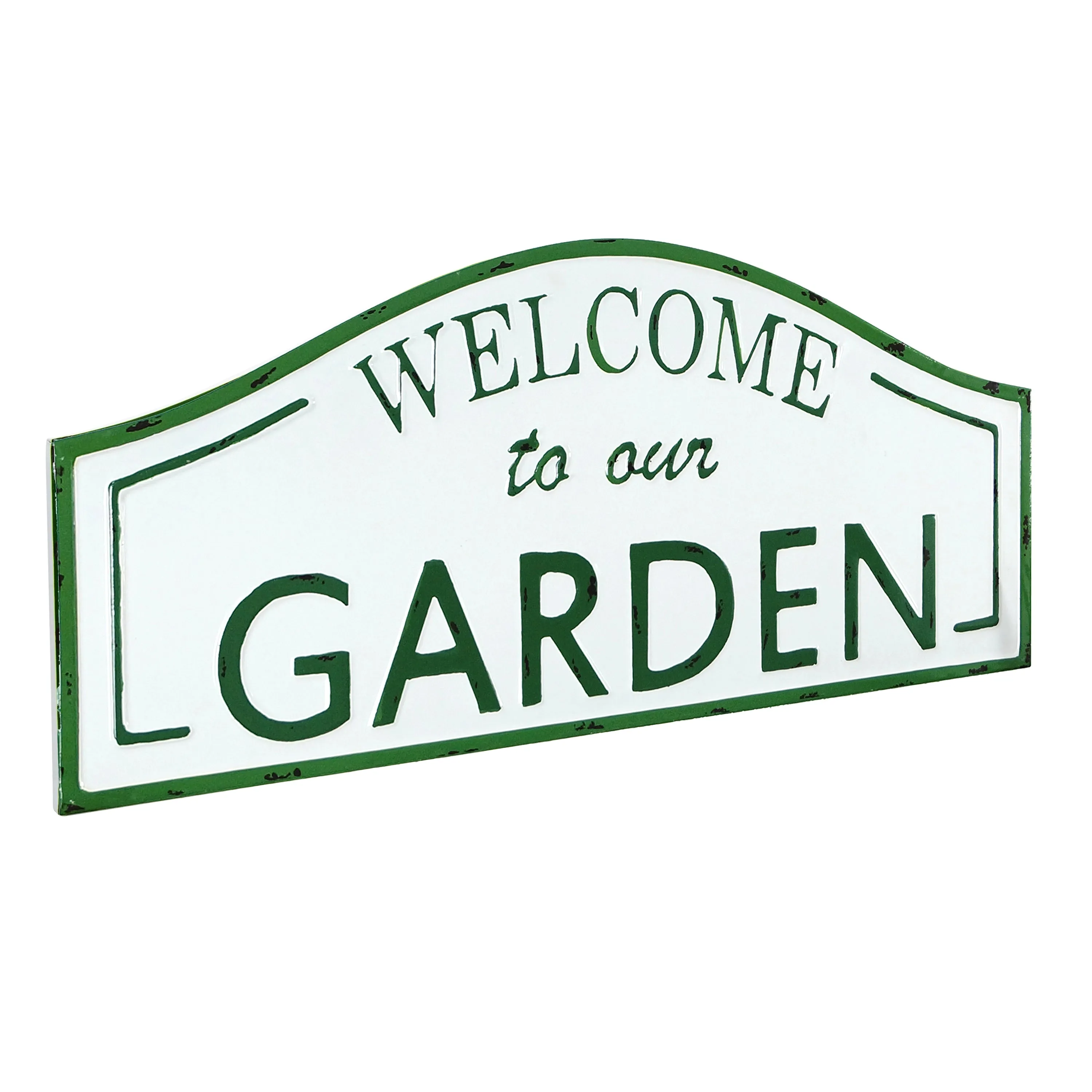 "Welcome To Our Garden" Metal Sign with Gloss Finish