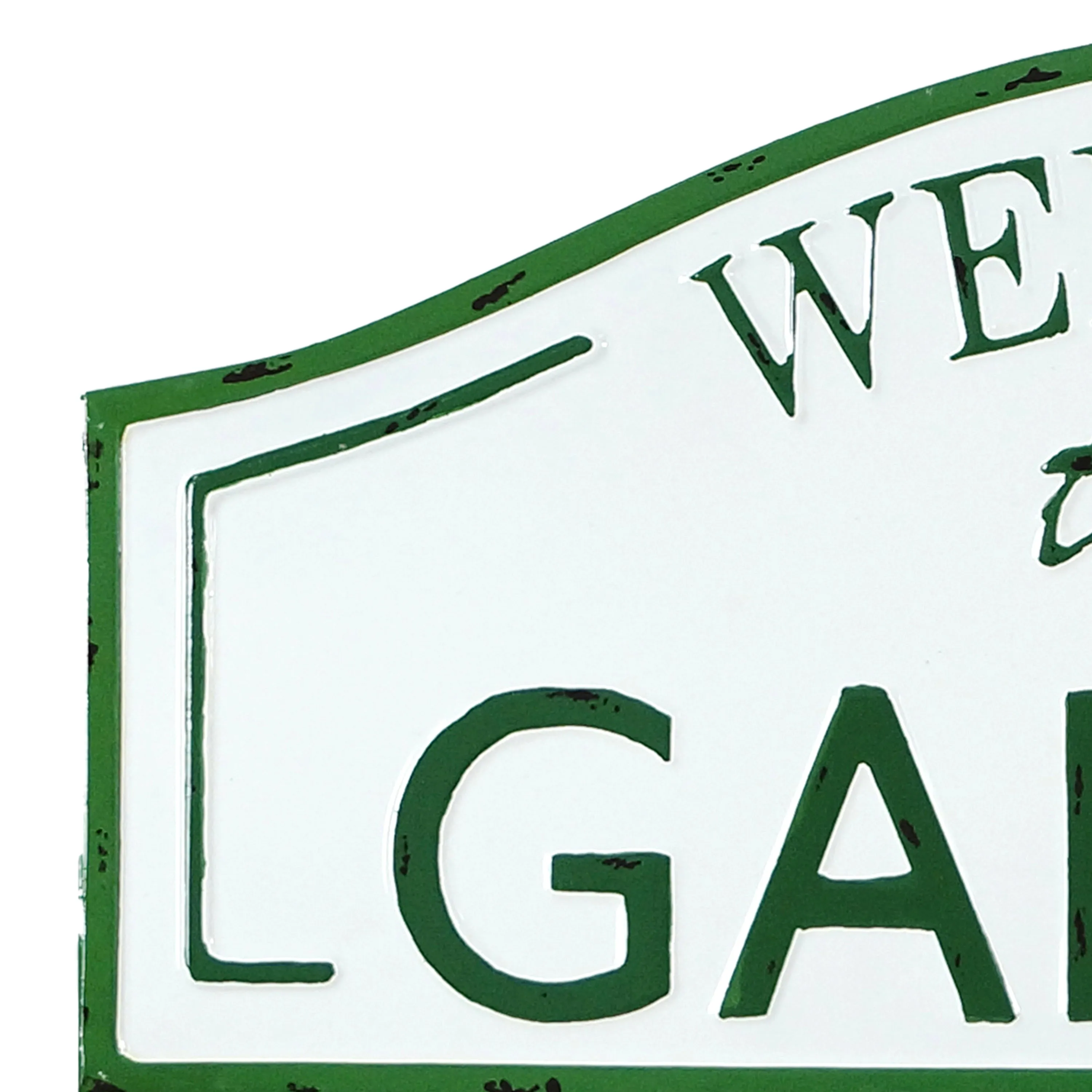 "Welcome To Our Garden" Metal Sign with Gloss Finish