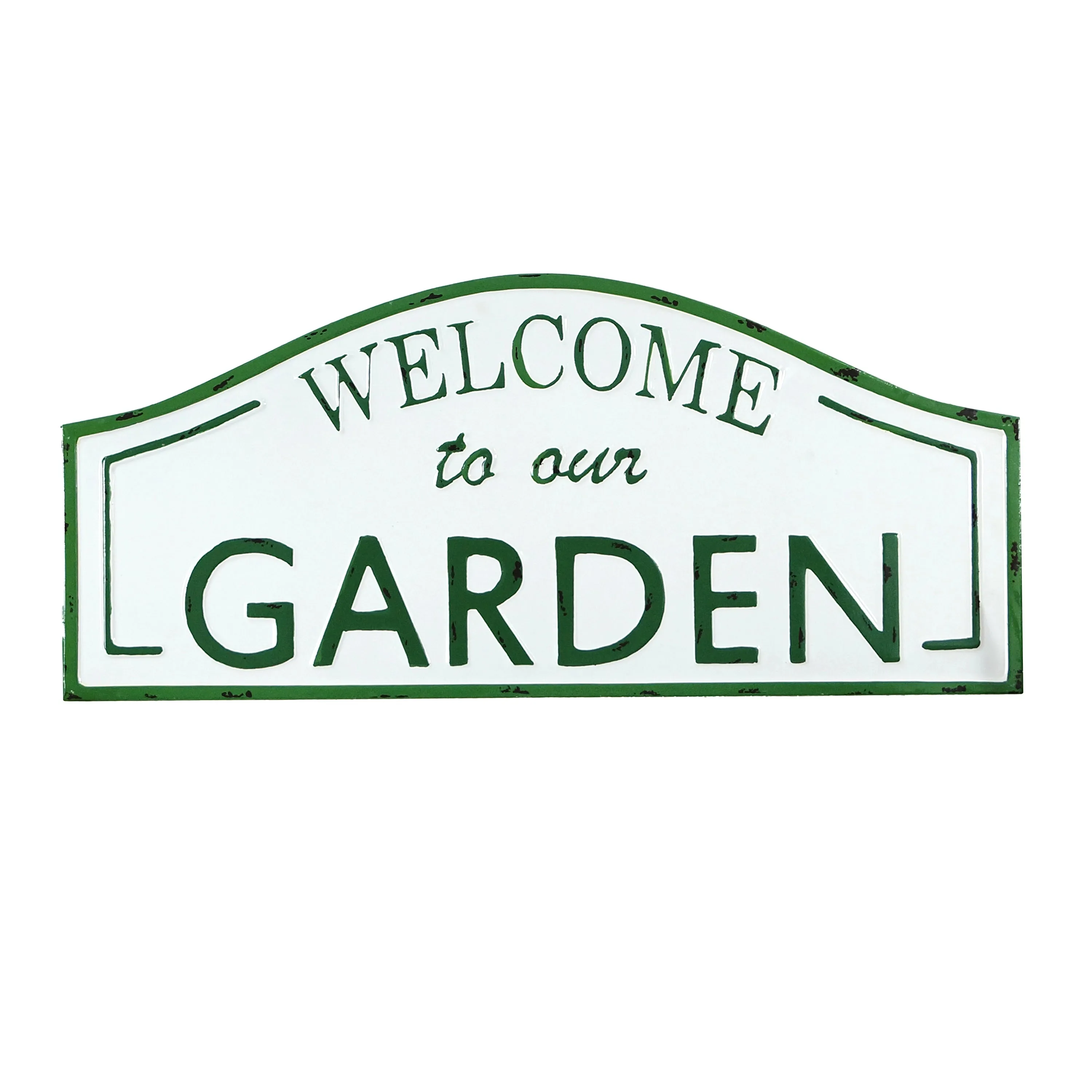 "Welcome To Our Garden" Metal Sign with Gloss Finish