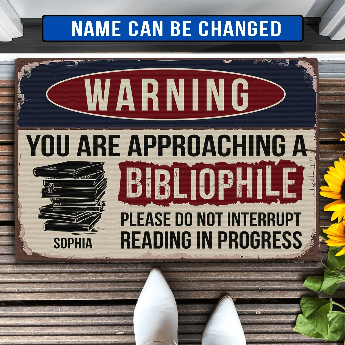 Reading Process Warning You Are Approaching A Bibliophile Personalized Doormat Book Lovers Gift CDM04