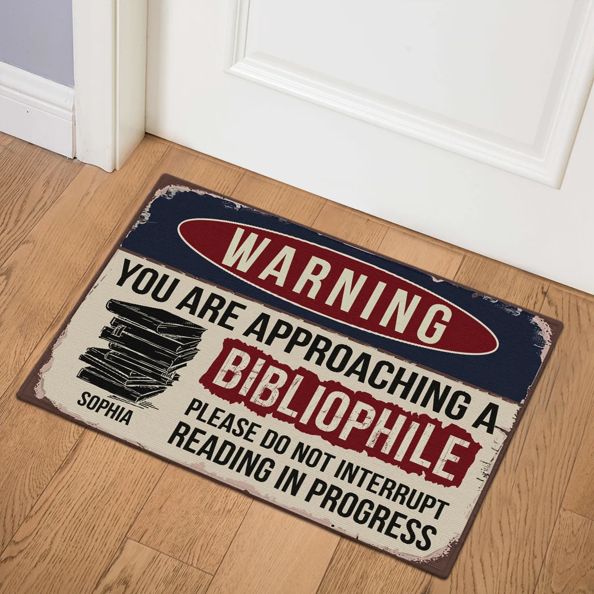 Reading Process Warning You Are Approaching A Bibliophile Personalized Doormat Book Lovers Gift CDM04