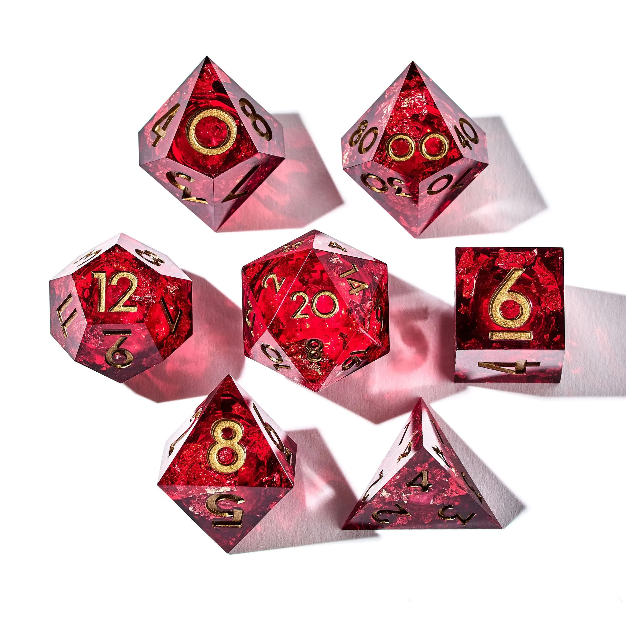 Red Envelope Liquid Core 7-Piece Dice Set