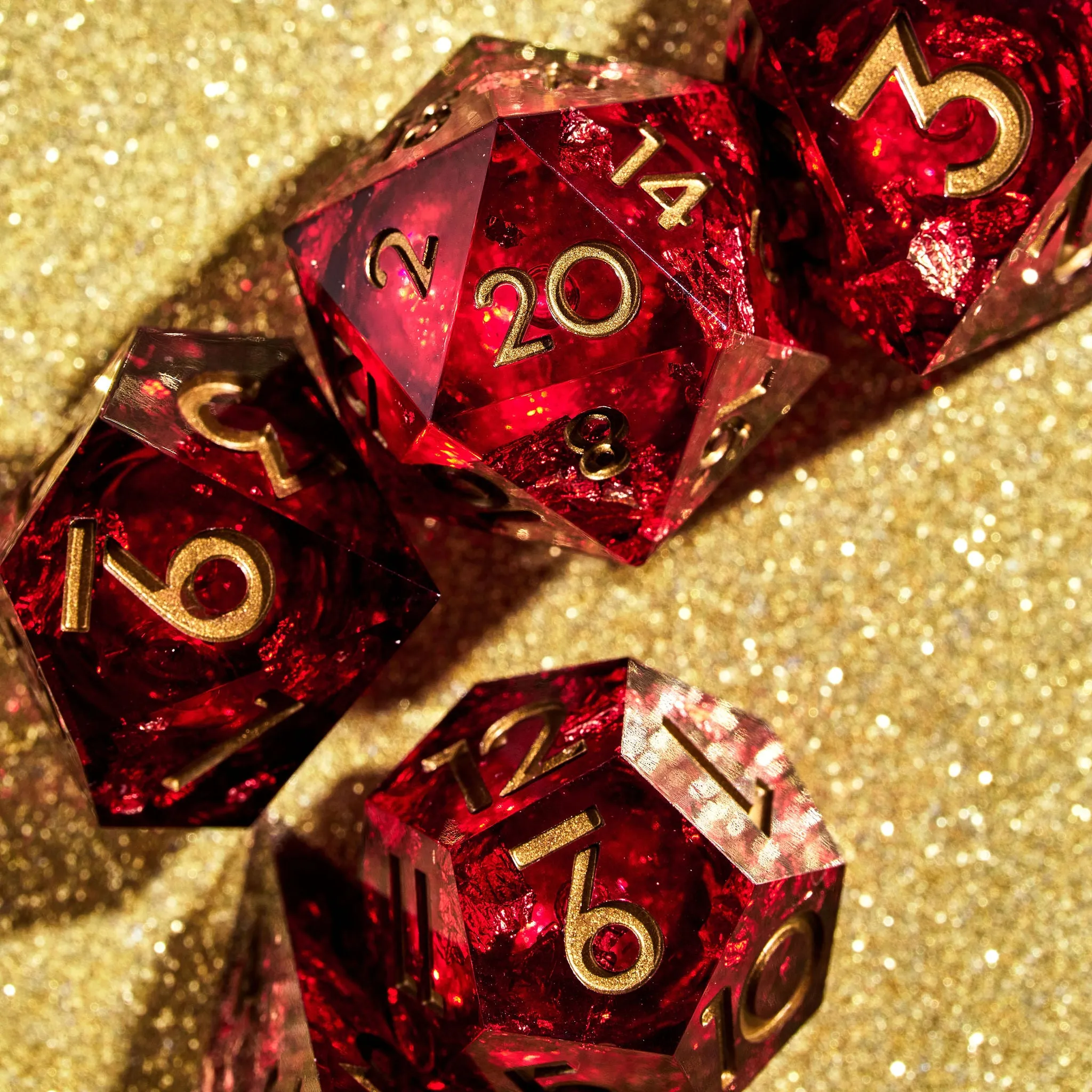 Red Envelope Liquid Core 7-Piece Dice Set