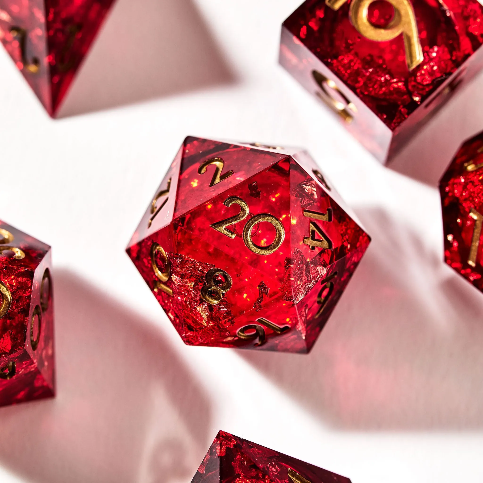 Red Envelope Liquid Core 7-Piece Dice Set