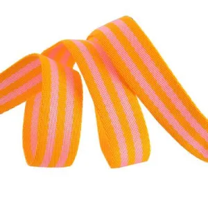 RENAISSANCE RIBBONS - Tula Pink WEBBING - Pink and Orange 1" price per half a yard