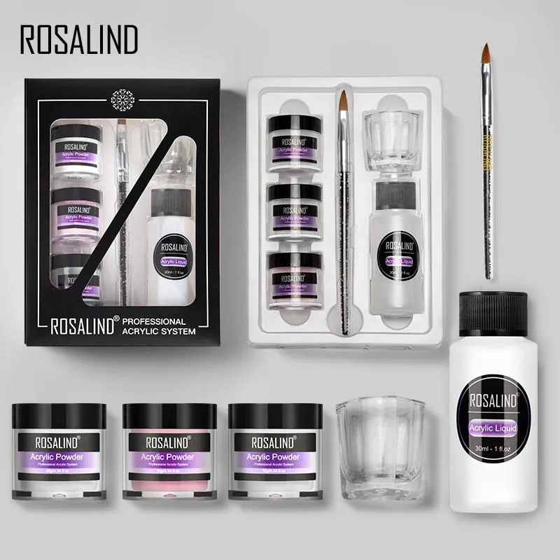 Rosalind Acrylic powder Set Nail Kit 3 Colors Carving Nail Art Gel For Extension Manicure Tools Set Acrylic powder for Nails