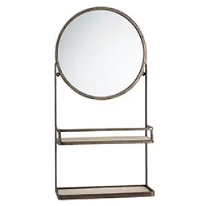 Round Mirror with Shelves