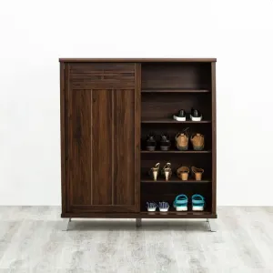 Shoe Cabinet, Storage, Sliding shutter with Prelaminated MDF Board and Metal Legs Base