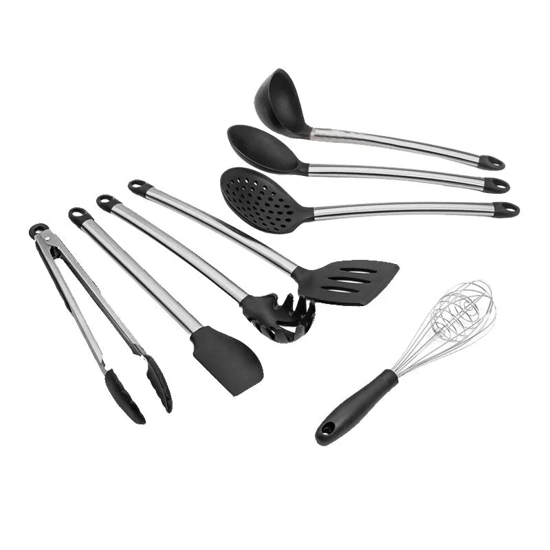 Silicone Non-stick Cooking Utensils Tools Set Heat Resistant Spoon Spatula Egg Beaters Kitchen Dinnerware Gadgets Accessories