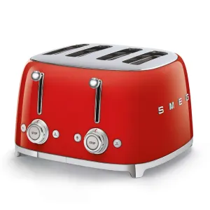 Smeg 50's Retro Style 4 Slice Pastel Red Toaster | TSF03RDUK