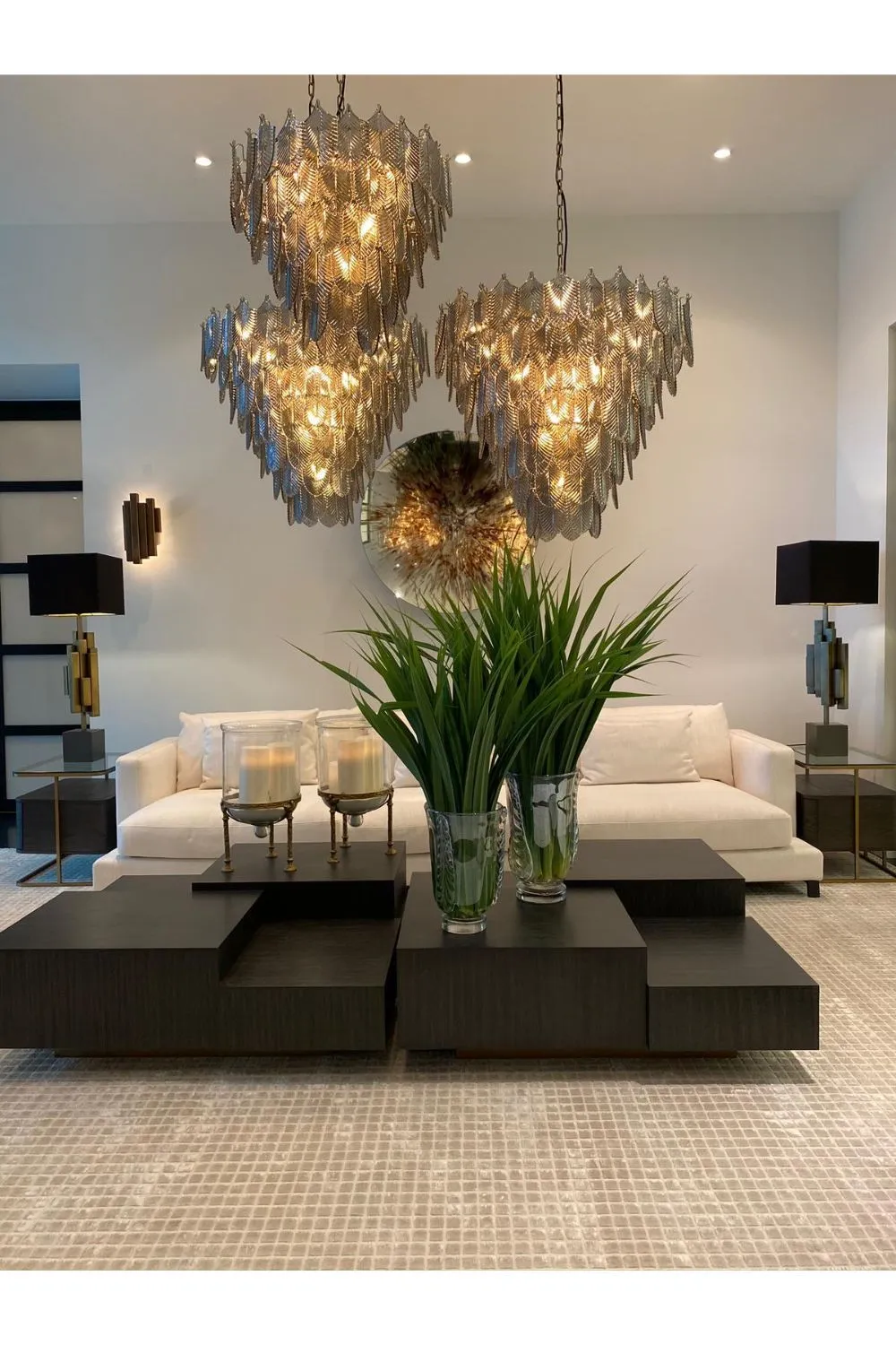 Smoked Glass Layered Chandelier | Eichholtz Verbier S