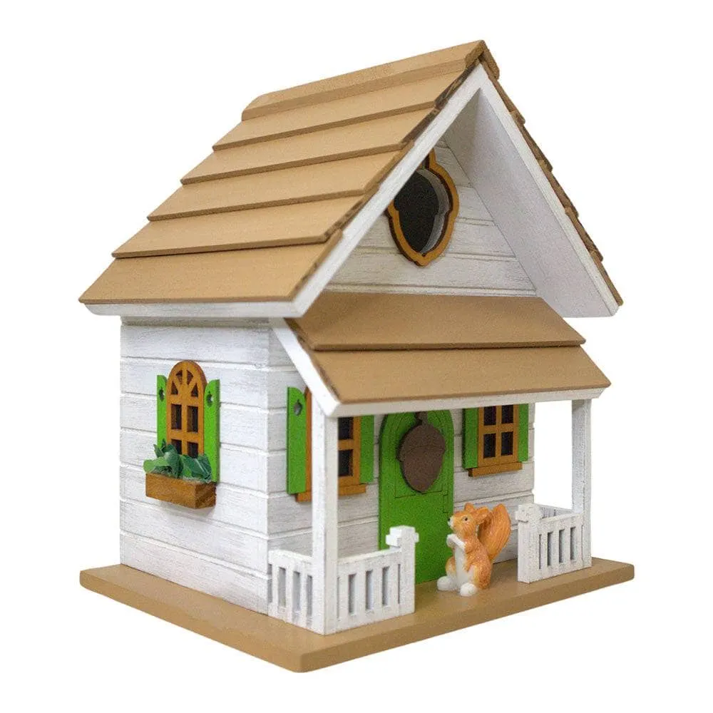 Squirrel Cottage Birdhouse - White