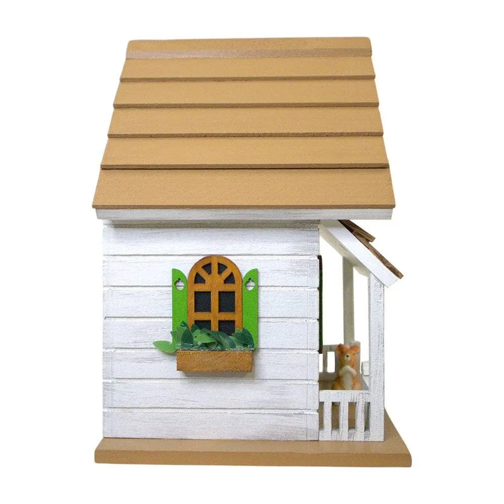 Squirrel Cottage Birdhouse - White