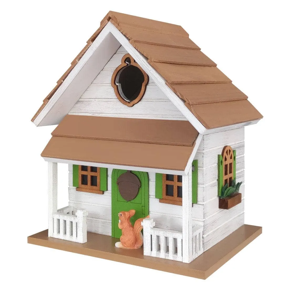 Squirrel Cottage Birdhouse - White