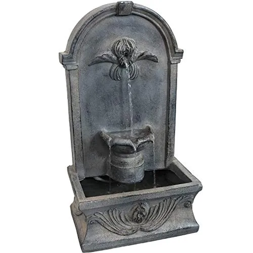 Sunnydaze Indoor or Outdoor Wall Mounted Fountain - French-Inspired Design - Glass Fiber Reinforced Concrete - Flat Back Freestanding Outdoor Wall Fountain for Garden or Patio - 28-Inch