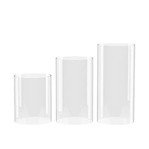 SUNWO Borosilicate Glass, Clear Candle Holder, Glass Chimney for Candle Open Ended, Glass Hurricane Candle Holders Diameter 5", Height 14"