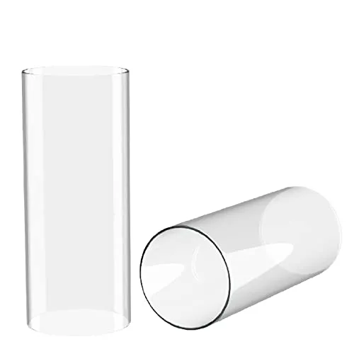 SUNWO Borosilicate Glass, Clear Candle Holder, Glass Chimney for Candle Open Ended, Glass Hurricane Candle Holders Diameter 5", Height 14"