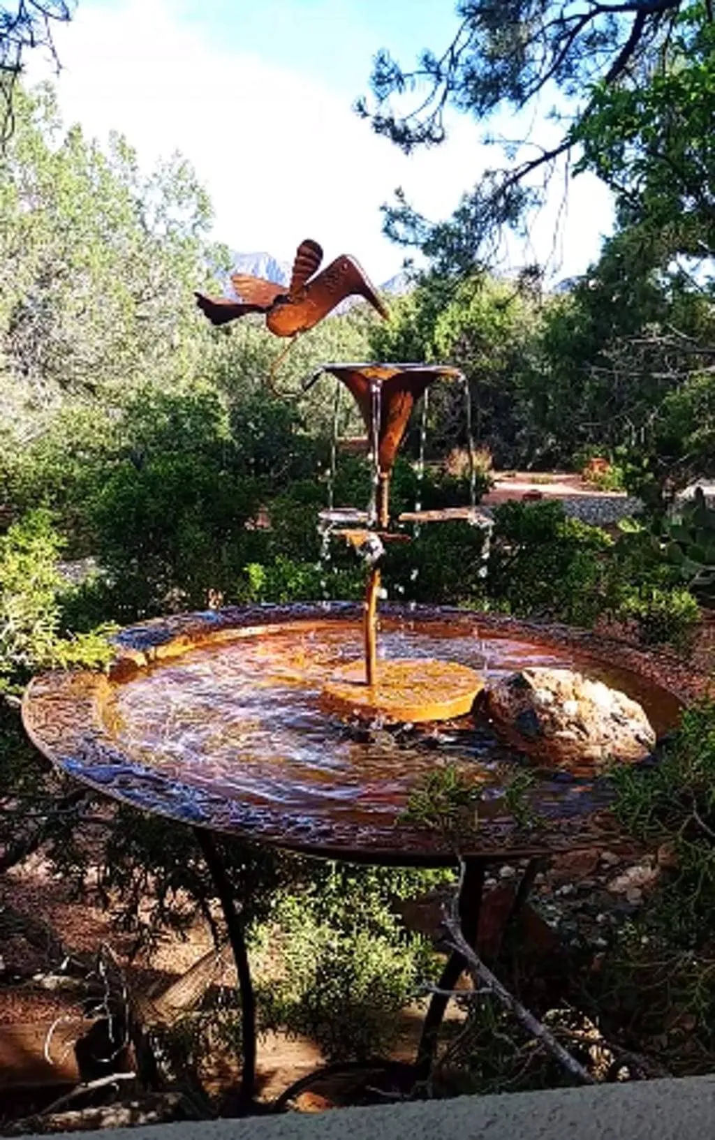 Two Tier Bird Bath - Flamed