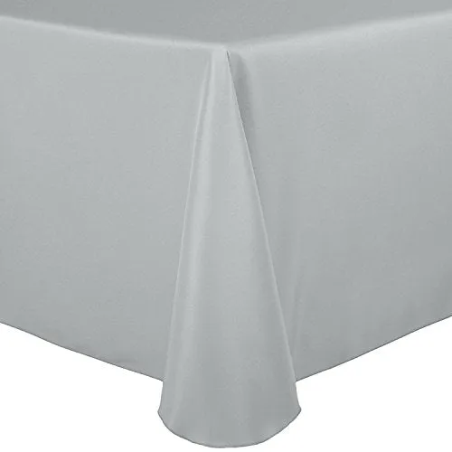 Ultimate Textile -3 Pack- 70 x 104-Inch Oval Polyester Linen Tablecloth, Silver