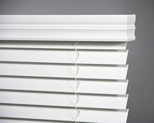 Ultra Premium White 2" Inch Faux Wood Blind 64" Inch Long - 70 3/4"W x 64" L (Actual Size 70 1/4" x 64") - Custom Cut