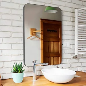 Upland Oaks Medium Bathroom Mirrors for Wall - Modern Rectangular Mirror with Seamless Metal Mirror Frame - Easy to Install, Mounting Hardware Included (Silver, Slim Lip 30"x22")