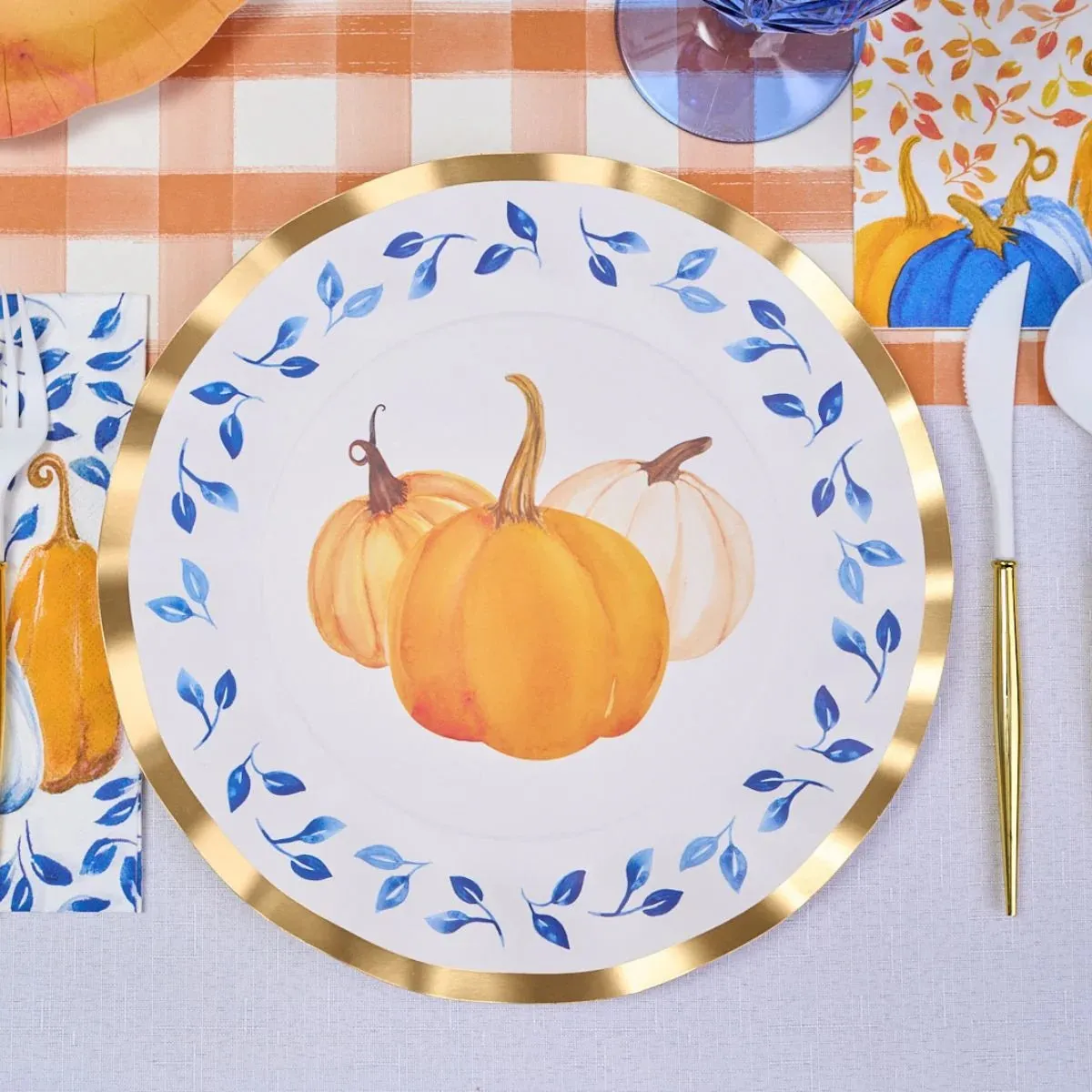 Wavy Dinner Plates, Harvest Blues