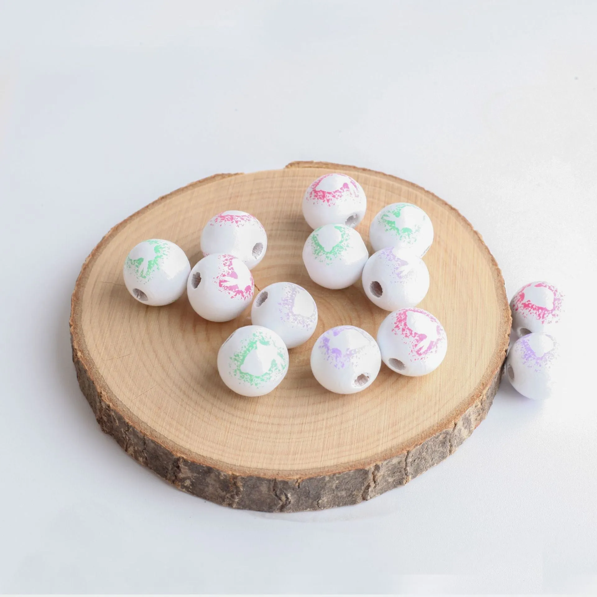 Wholesale 10PCS 16MM Easter Colorful Bunny Wood Beads