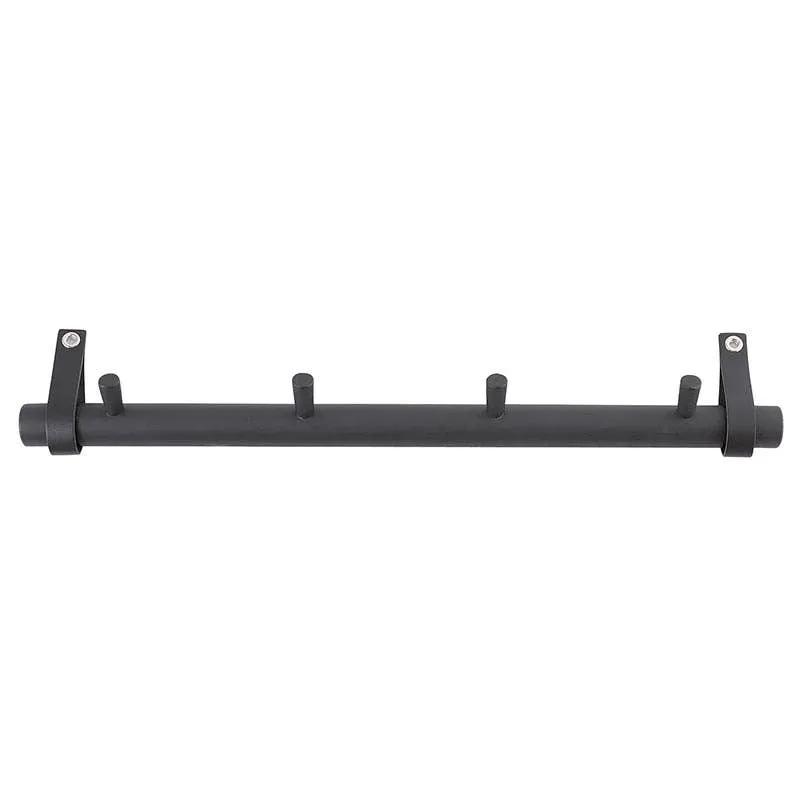 Wood   Leather Wall Rack - Black