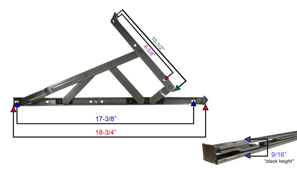 WRS Stainless Steel 4-Bar Hinge - 18"